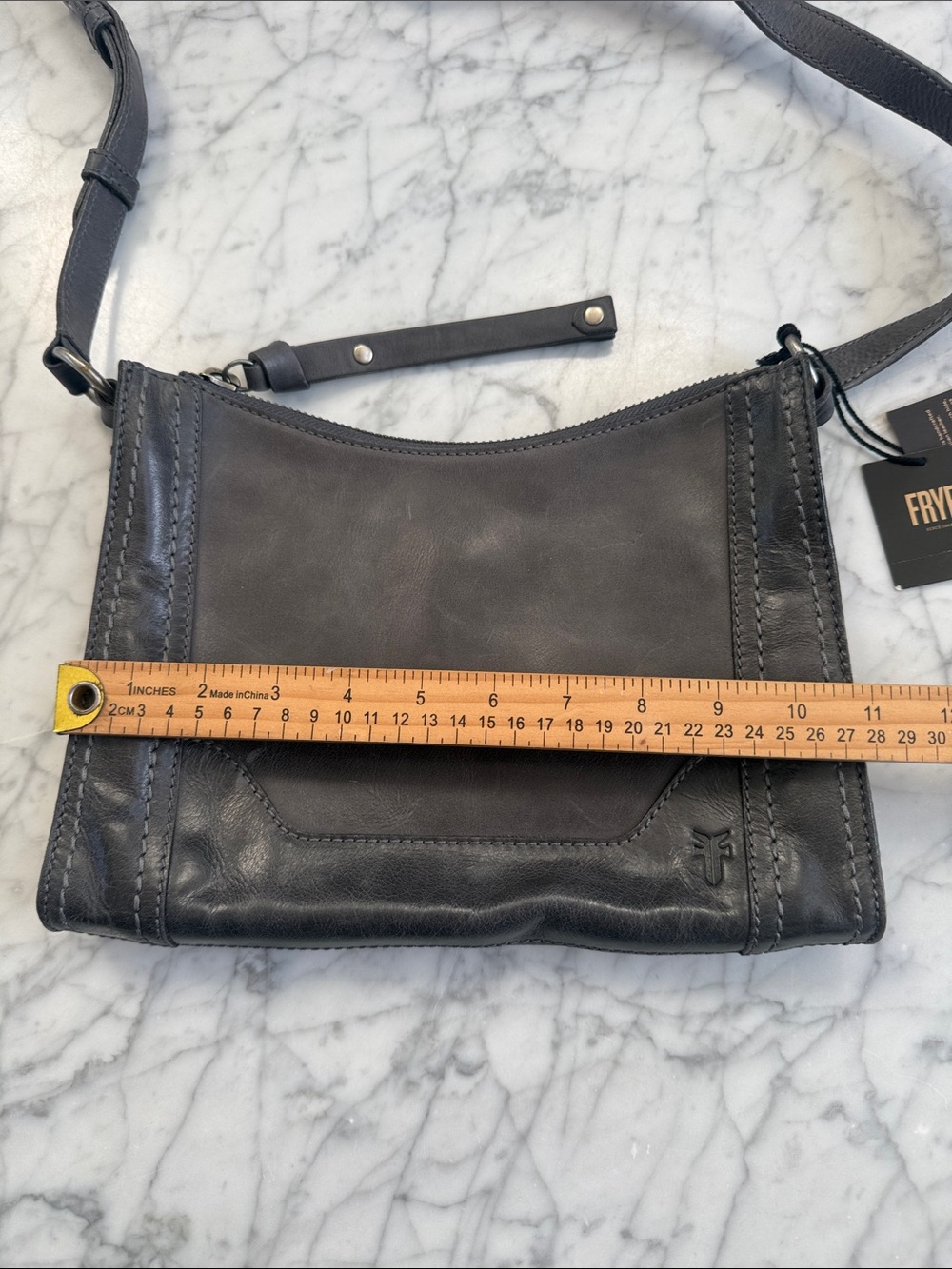 NWT Frye Womens Melissa Carbon Leather Zip-Top Crossbody Bag X1015 - Picture 5 of 14